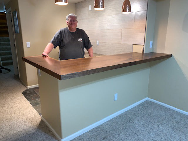 CS Woods bar tops are made from the slabs the customer chooses and fabricated to their specifications to fit perfectly and stand the test of time.