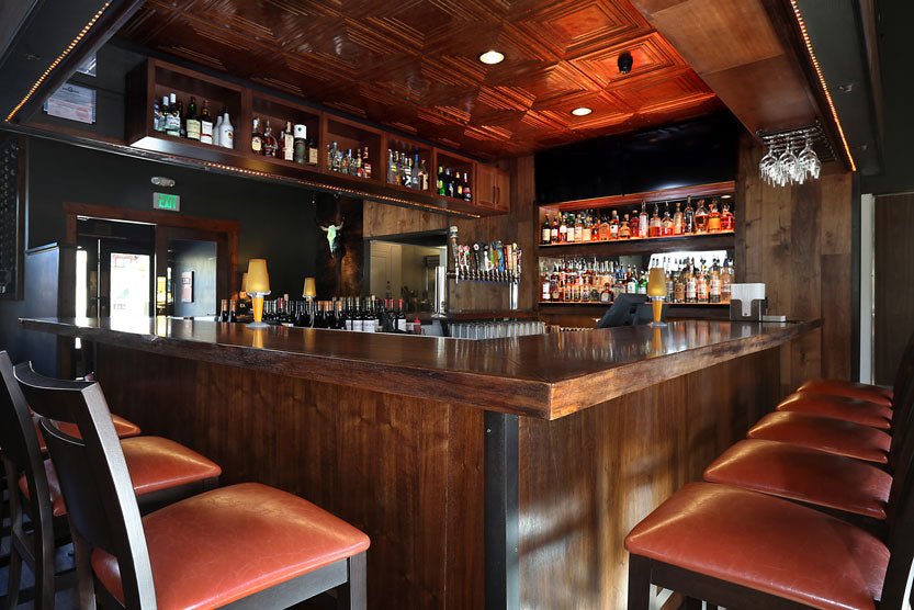 CS Woods custom fabricates solid wood bar tops for restaurants with finishes that last 10 + years with no need to refinish.