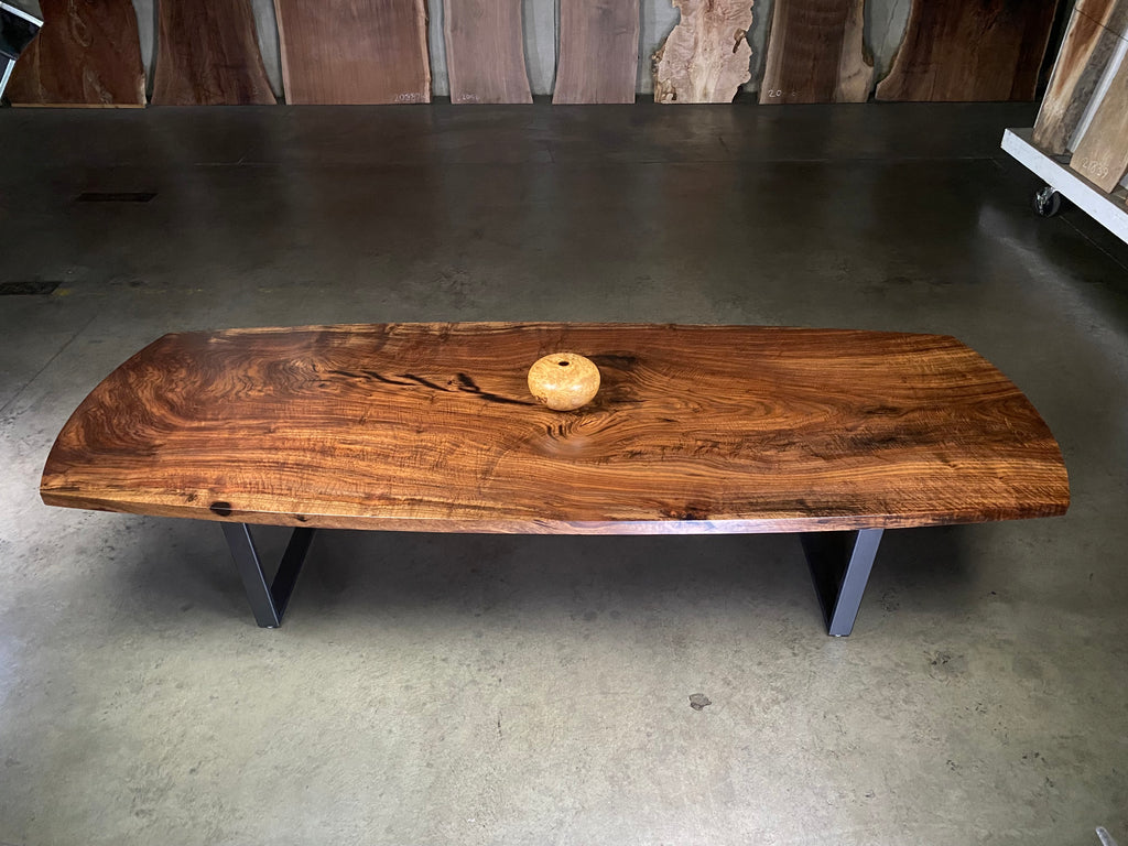 Claro Walnut Single Slab Elliptical Table