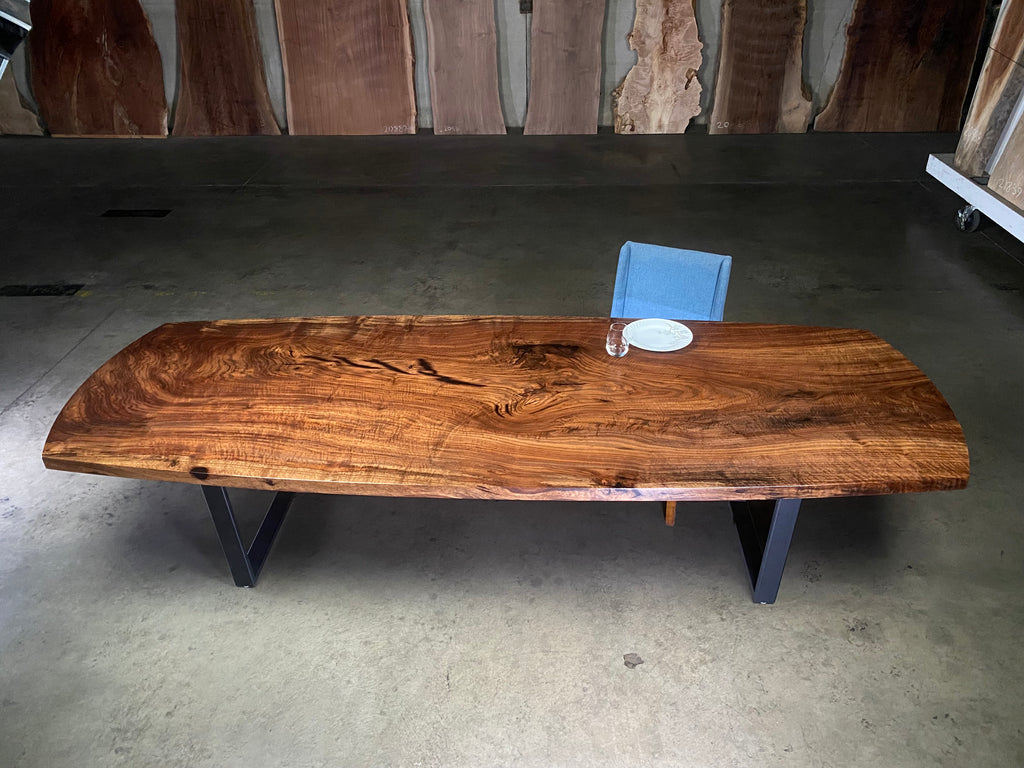 Claro Walnut Single Slab Elliptical Table