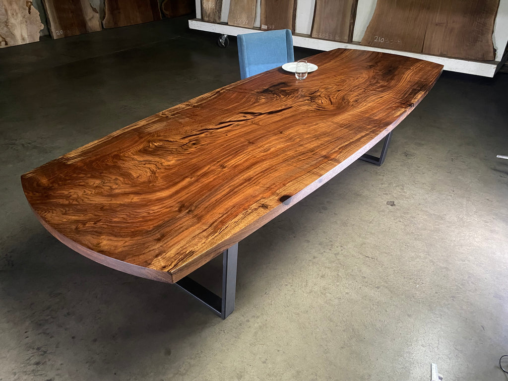 Claro Walnut Single Slab Elliptical Table