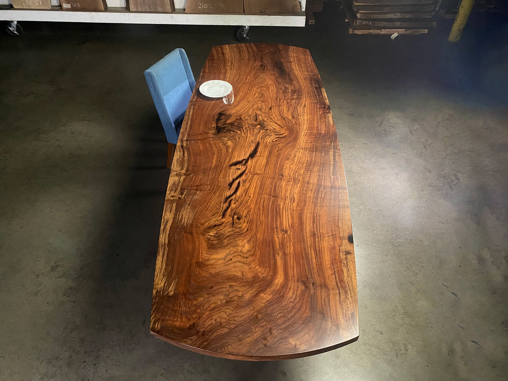 Claro Walnut Single Slab Elliptical Table