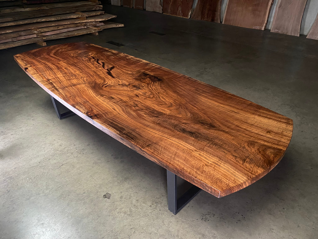 Claro Walnut Single Slab Elliptical Table