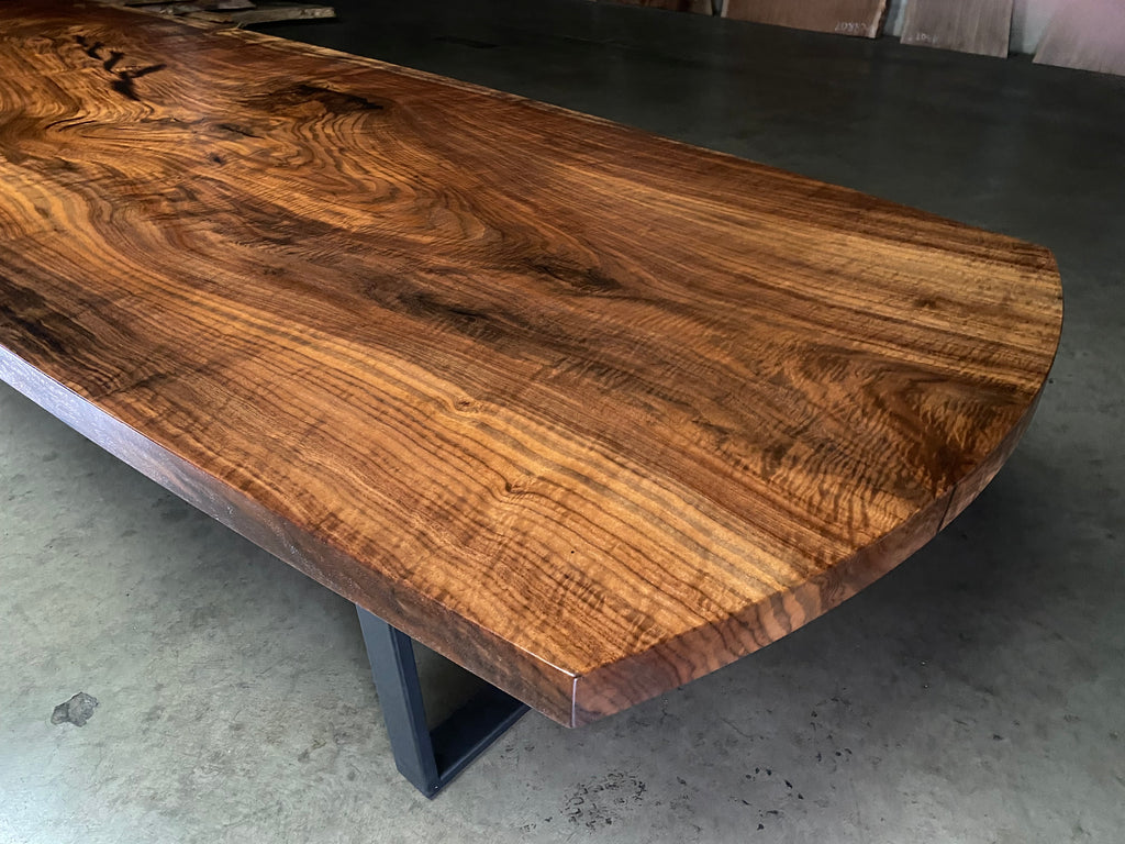 Claro Walnut Single Slab Elliptical Table